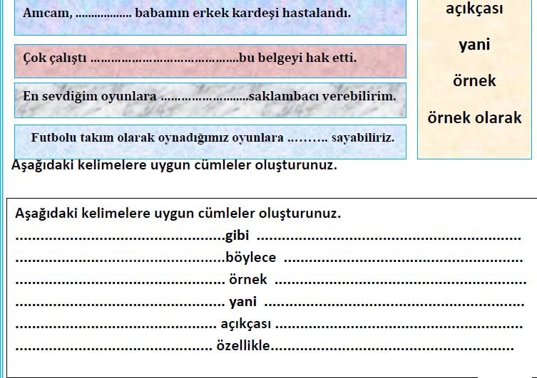 DESTEKLEYİCİ VE AÇIKLAYICI İFADELER