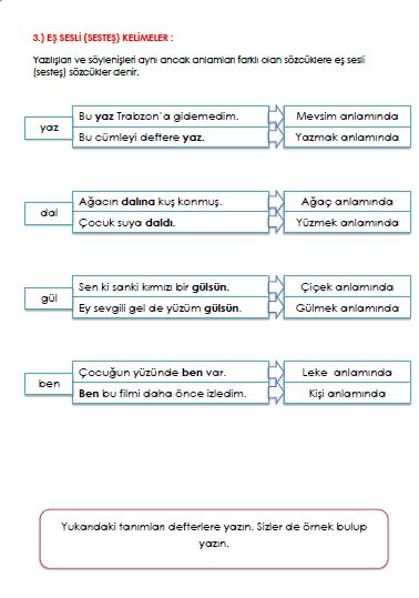 ttürkçe eş sesli ve zıt anlamlılar